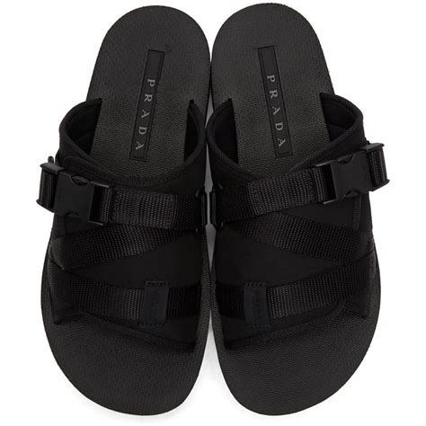 prada black tech sandals|Black Technical Fabric Sandals .